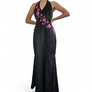 Vintage Morgan and Co 90s y2k black and pink formal prom dress